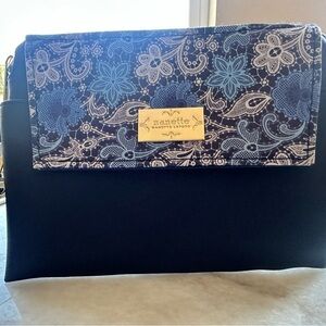 Nanette Lepore Blue Floral Clutch with Power Bank